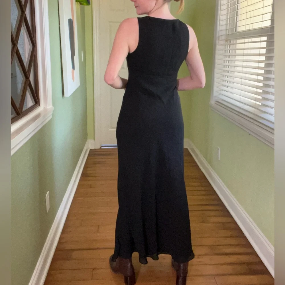 Y2K Vintage Alyn Paige Black Empire Waist Maxi Formal Dress Fairy Whimsigoth - Picture 11 of 12